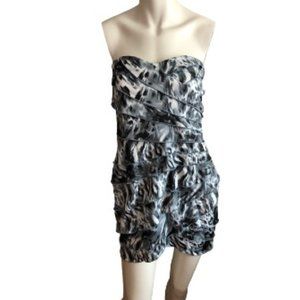 A. Byer Strapless Animal Print Mini Dress Top NWT Glam Ruffle Built-in Bra M